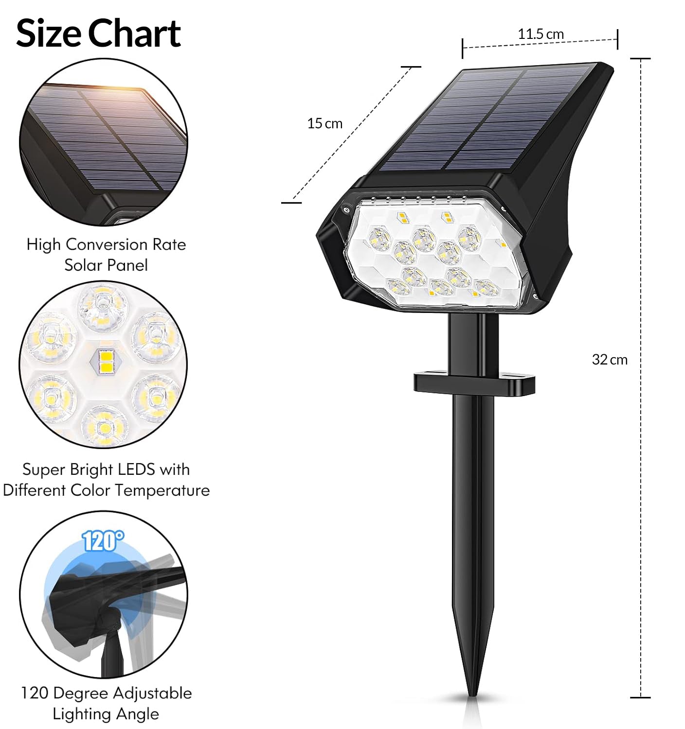 LED Lighting 6W Outdoor Wall/Garden Solar Spotlight X2385