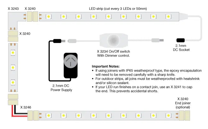LED Strip Light IP65 3528 Warm White 12 Volt 5m X3204A