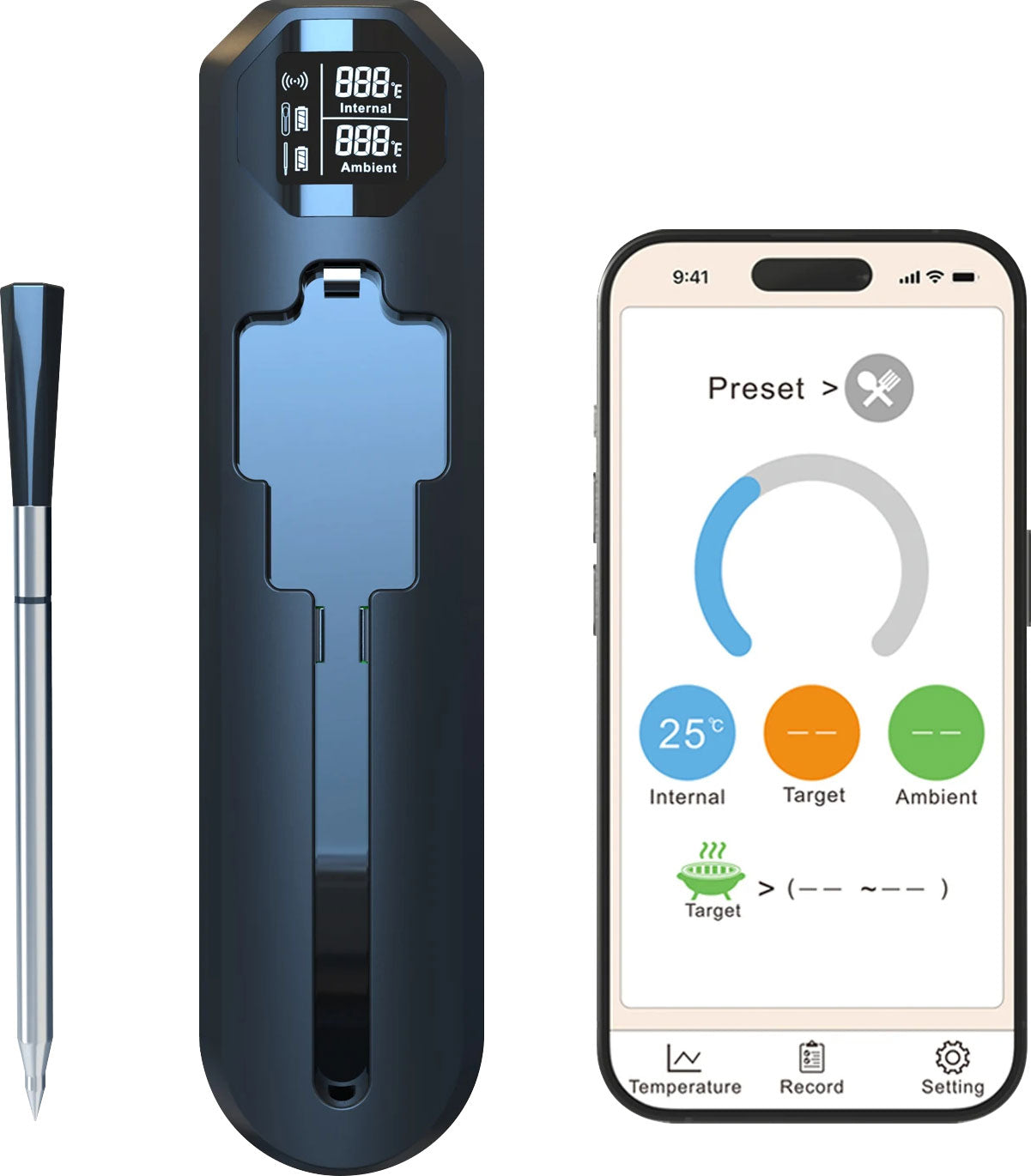 Wireless Bluetooth BBQ Probe Meat Thermometer X7018