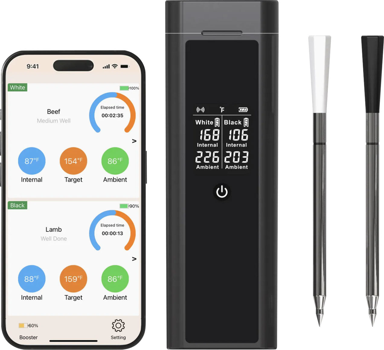 Wireless Bluetooth BBQ Dual Probe Meat Thermometer X7019