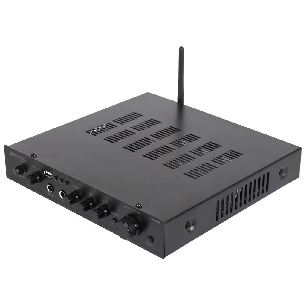 Accento Stereo Amplifier 2x20WRMS Bluetooth USB 2xmic Inputs Phono Input ADA41BT