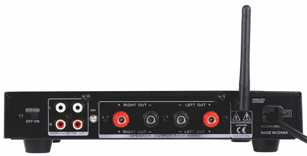 Accento Stereo Amplifier 2x20WRMS Bluetooth USB 2xmic Inputs Phono Input ADA41BT