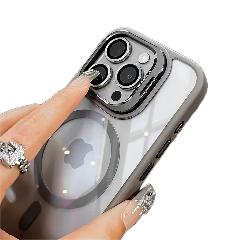 iPhone 14 Case Wireless Charging, Ring Bracket, Lens Protector Clear & Grey YH554692/GY14
