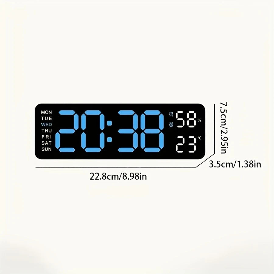 Clock Digital Green Led Dual Alarm Day Date Temp Humidity White WG403383/WG