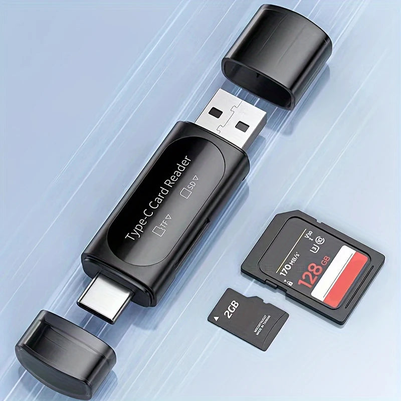 USB Micro SD Card Reader 4in1, C/usb A To Sd/micro SD/SDXC/SDHC Card Adapter, Dual Card Slot Memory Card Reader KF31049