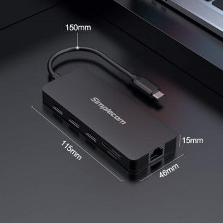 Simplecom USB-C Superspeed 8 In 1 Multiport Hub Adapter Dock HXSI-CHN580