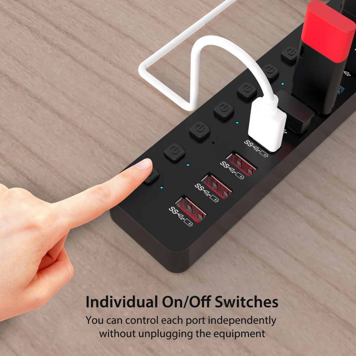 Simplecom Hub and Charger 10-Port USB 3.0 with Individual Switches HXSI-CHU810