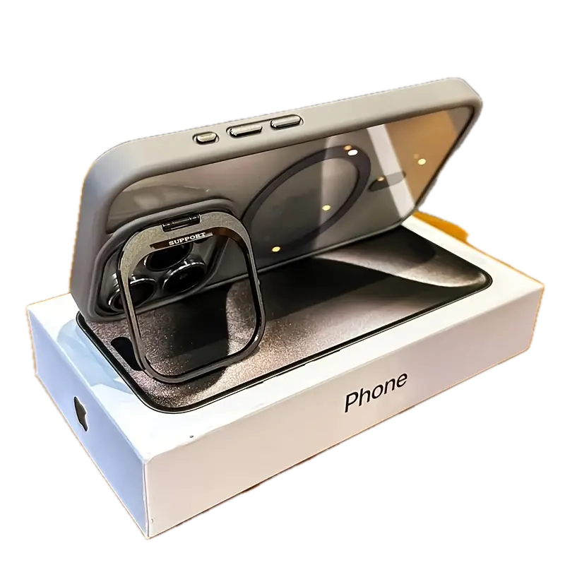 iPhone 14 Case Wireless Charging, Ring Bracket, Lens Protector Clear & Grey YH554692/GY14