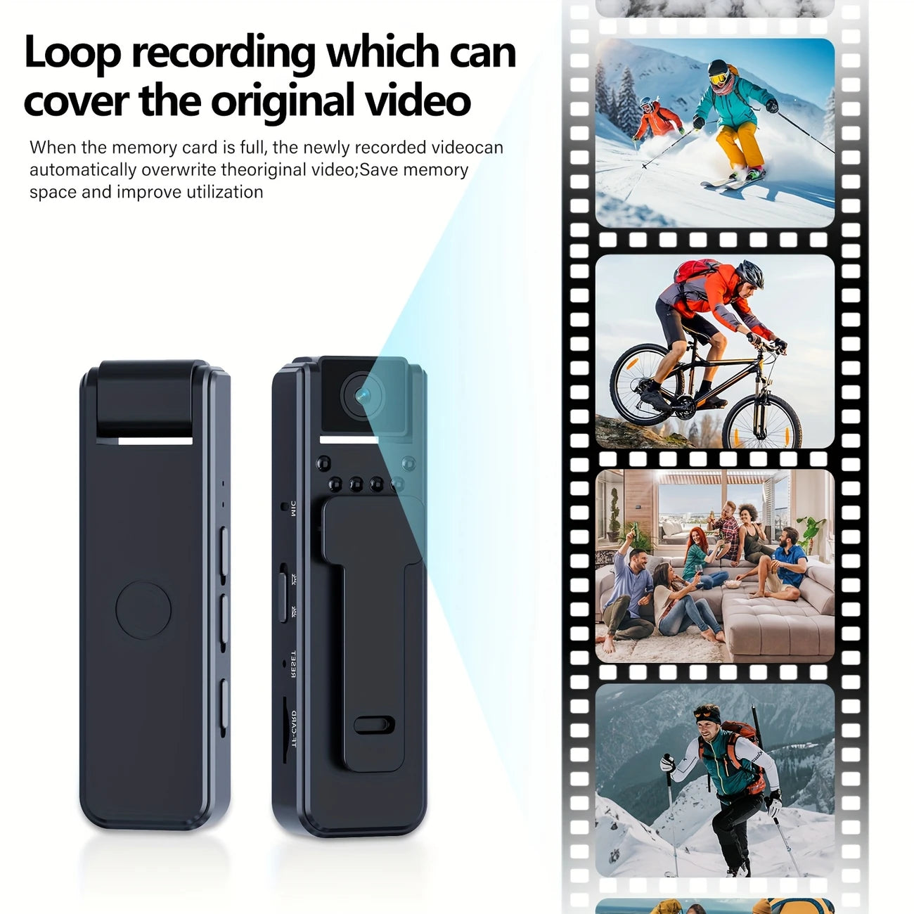 Camera Body-worn 1080p Voice/action, Auto Focus, 180° Rotatable Lens Night Vision DU768574