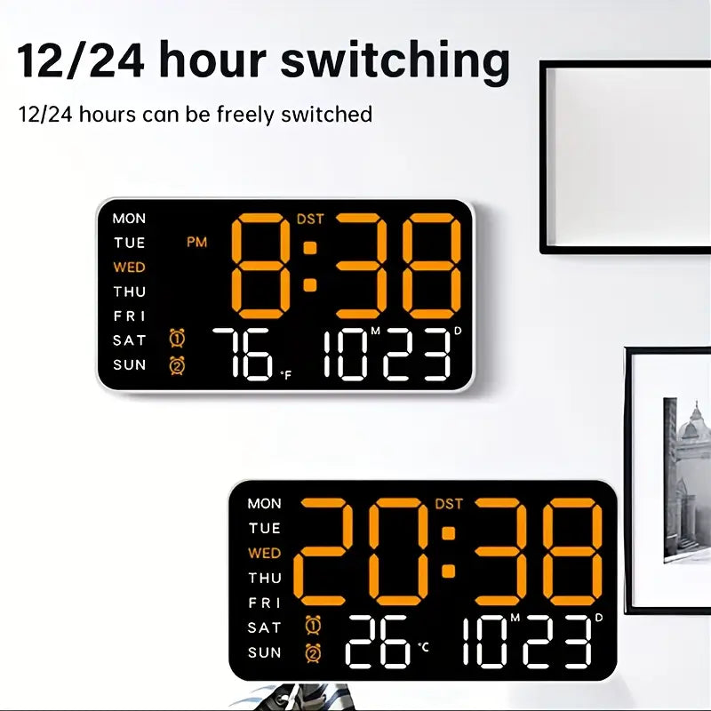 Clock LED Purple Digital, Dual Alarm, Calendar, Weekdays, Temperature, Voc Black KB261317/BP
