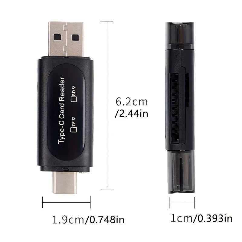 USB Micro SD Card Reader 4in1, C/usb A To Sd/micro SD/SDXC/SDHC Card Adapter, Dual Card Slot Memory Card Reader KF31049