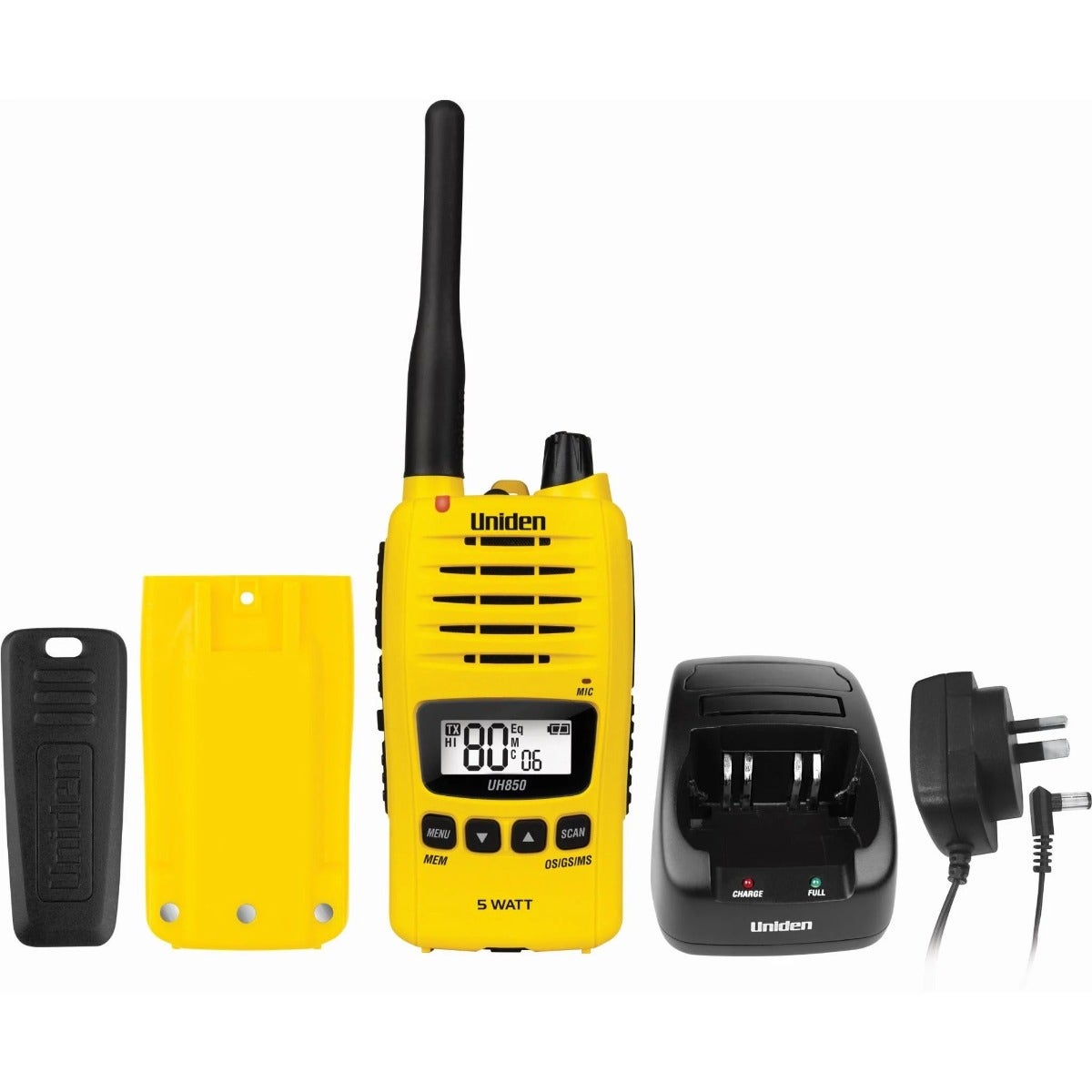 Uniden 80CH UHF CB Splashproof 5W Handheld Yellow UH755-Y