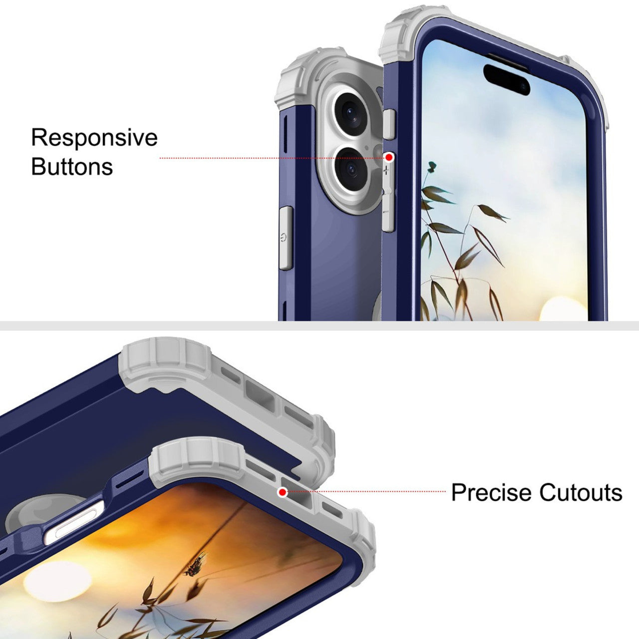 iPhone 16 Case Shockproof 3in1 Rugged Dark Blue IPh16P43DB