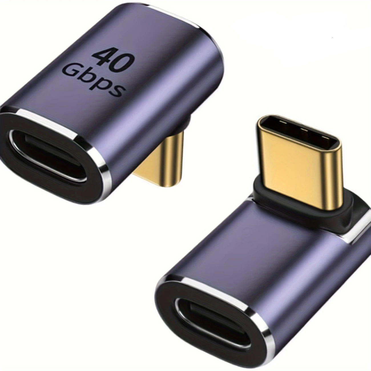 USB-C Right Angle Adaptor 90° Plug To Socket 100w Purple RV411827