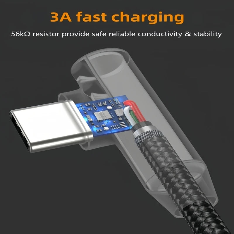 USB-C Right Angle To USB-C Right Angle Braided Cable 60w Fast Charging Purple 2m XN1548116/PP2