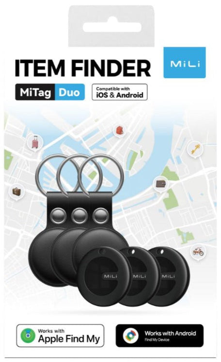 Mi Tag Duo Leather Case Tracker 3pk Black HD-P16DB3