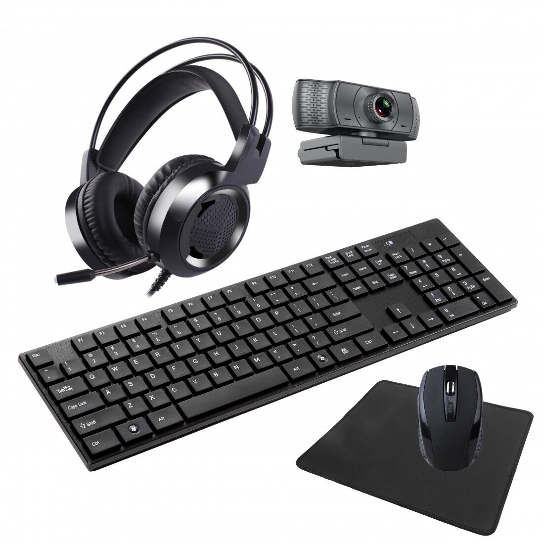 Laser Keyboard Headset Mouse Webcam 5in1 Combo KBX-5WKBMCOM-L