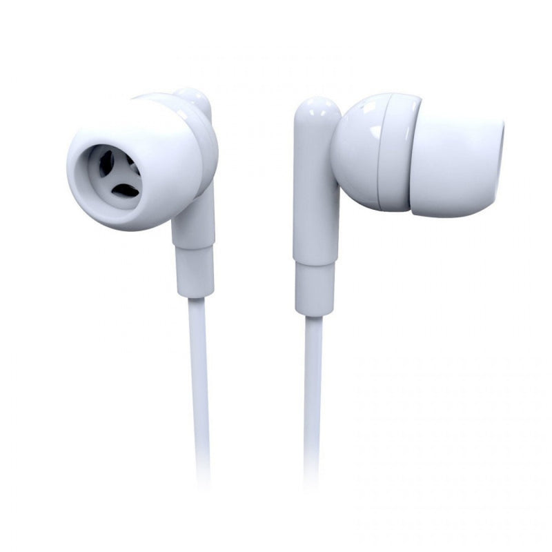 LASER Earphones Headphones with Mic - Elegant White AO-EB40M-WHT