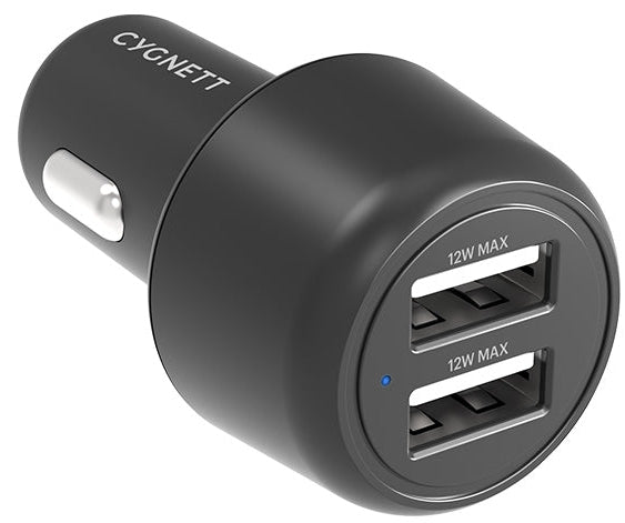 CYGNETT CarPower 12W Dual Port Car Charger - Black CY3679CYCCH
