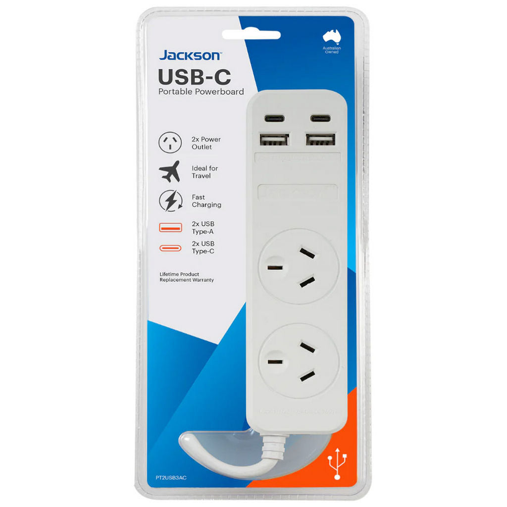 Power Board 2 Way With 2X USB & 2x USB-C Ports PT2USB3AC
