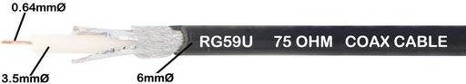 Cable Rg59 Coax 75ohm Sold by the Meter RG59U