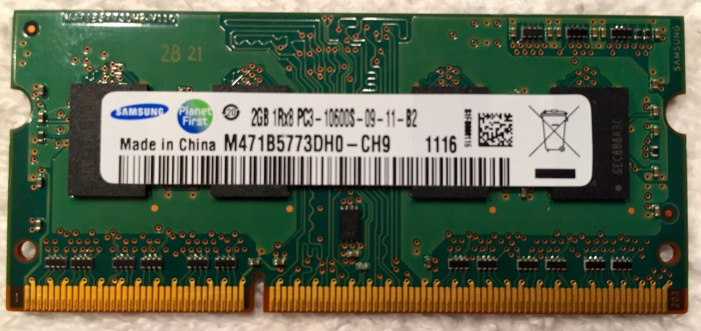 RAM 2GB DDR3 Memory SO-DIMM 204pin 1Rx8 PC3-10600S 1333MHz M471B5773DHO-CH9 (AMI2GB-SOD24)