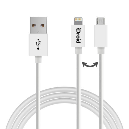iDroid Universal Micro USB And Lightning Cable - White (1m) IDROID-WH