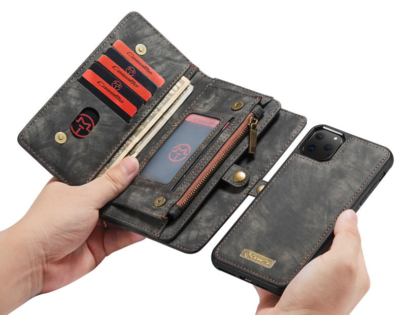 CaseMe iPhone 11 Pro Detachable 2-in-1 Zipper Wallet Case -Black IPH11PROP23BK