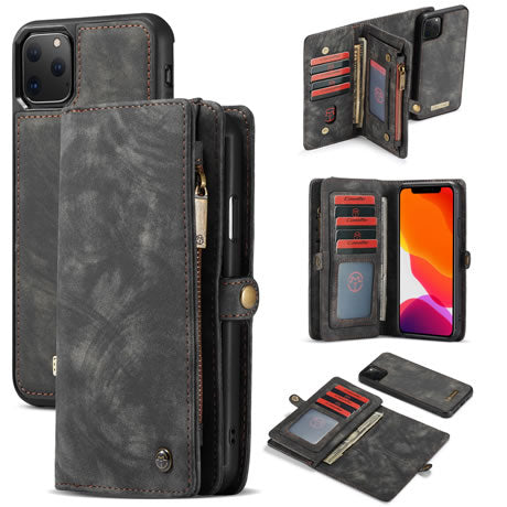 CaseMe iPhone 11 Pro Detachable 2-in-1 Zipper Wallet Case -Black IPH11PROP23BK