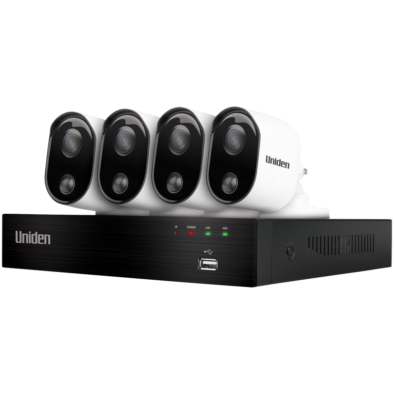 Uniden Guardian 2MP FULL HD DVR Thermal-Sensing Security System including 4 Wired Bullet Weatherproof Cameras – 4 Channel GDVR20440
