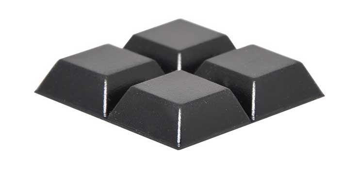 20mm Square Adhesive Rubber Feet Pk 4