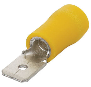 Yellow 6.3mm Male Spade Crimp Pk 100
