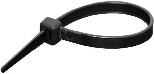 370mm x 7.2mm UV Resistant Nylon Cable Ties Black Pk 100