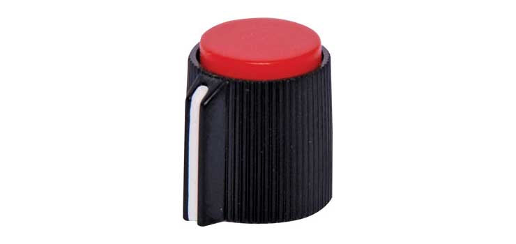 13mm Red Cap 1/4" Shaft Grub Screw Plastic Knob