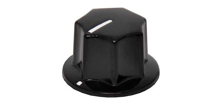 24mm Black 1/4" Shaft Grub Screw Knurled PVC Knob