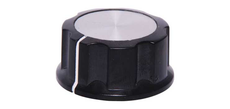 33mm Black Alum. Cap 1/4" Shaft Grub Screw PVC Knob