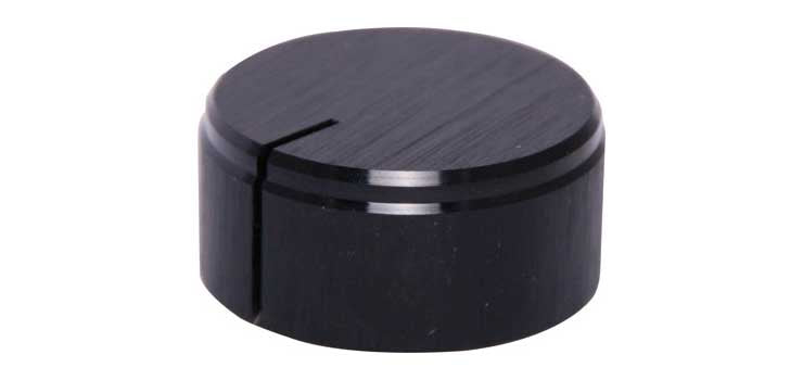 29mm Aluminium Black 1/4" Shaft Grub Screw Knob