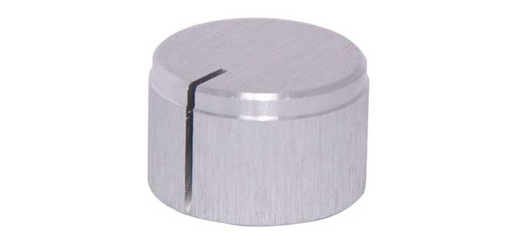 28mm Aluminium Silver 1/4" Shaft Grub Screw Knob