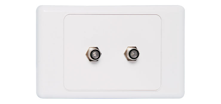 F Type Antenna/Aerial Dual Outlet Wallplate