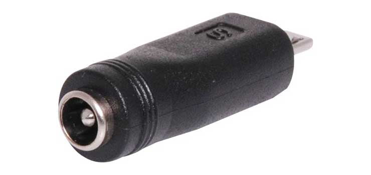 DC Power 2.1mm Socket to Micro USB A Plug Adapter