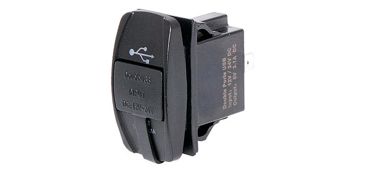 Dual USB Dashboard Mount Weatherproof 3.1A Charging Socket