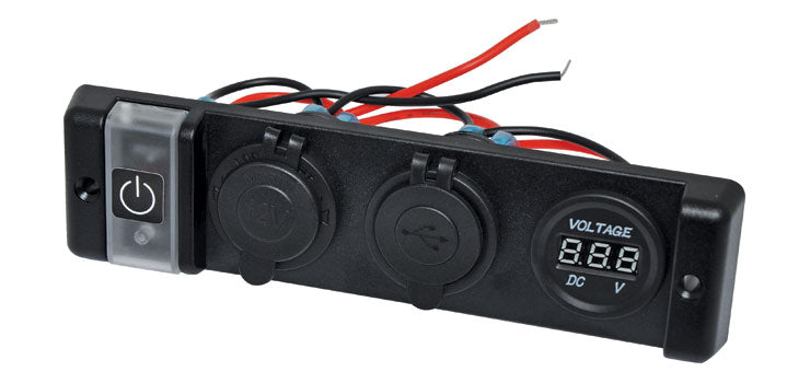 Dual USB, Car Accessory and Voltage Meter Flush Panel Mount