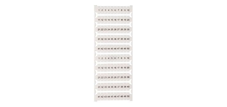 DIN Rail Labels 51-100 Suit 45A Terminals