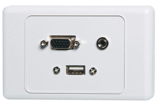 VGA 3.5mm USB Type A Wallplate - with Fly Leads