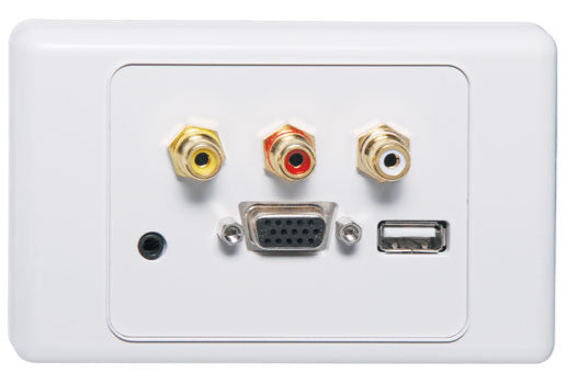 VGA 3.5mm USB A Wallplate Dual Cover Screw Connect