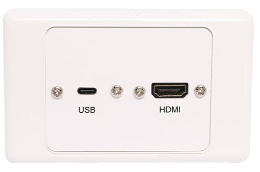 USB C HDMI Wallplate Dual Cover With Socket Flyleads