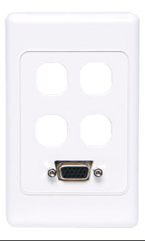 VGA with 4 x Mech Wallplate Dual Cover - Fly Lead