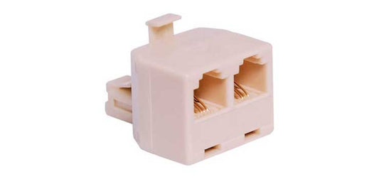 RJ14 Plug to 2 x RJ14 Sockets 6P4C Telephone Adapter