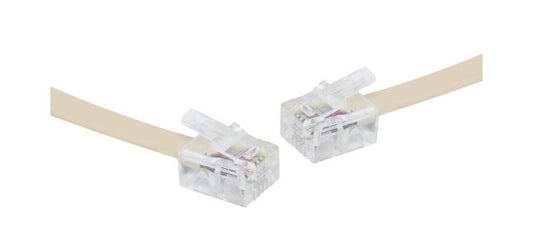 10m RJ14 Plug to RJ14 Plug Ivory Telephone Cable