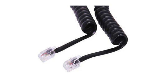 3m RJ11 Plug to RJ11 Plug Curly Black Telephone Cable